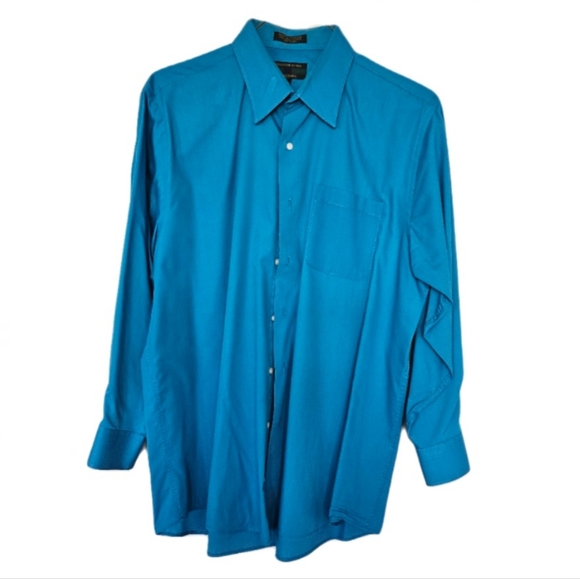 Mens Long Sleeve Dress Shirt Blue Size 16- 16.5 32/33 - Picture 1 of 3